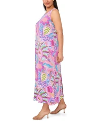 Msk Plus Size Round Neck Sleeveless Maxi Dress