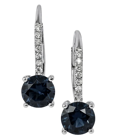 Macy's Sapphire (2 ct. t.w.) & Diamond (1/10 ct. t.w.) Drop Earrings in 14k White Gold