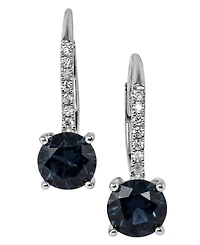 Macy's Sapphire (2 ct. t.w.) & Diamond (1/10 ct. t.w.) Drop Earrings in 14k White Gold