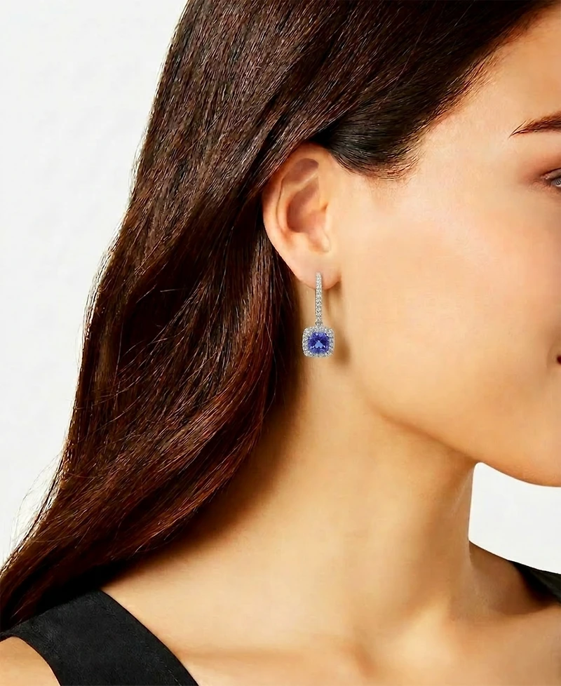 Macy's Tanzanite (1-3/4 ct. t.w.) & Diamond (1/3 ct. t.w.) Drop Earrings in 14k White Gold