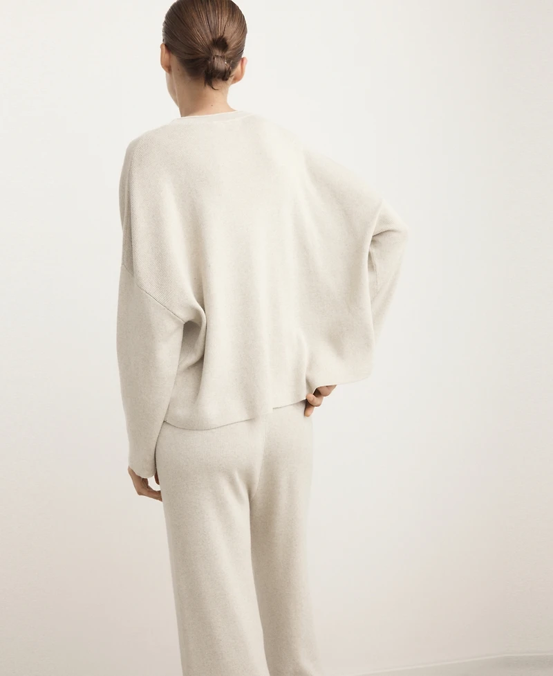 Mango Women's Cotton-Linen Fabric Fluid Sweatshirt