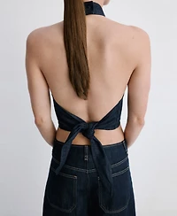 Mango Women's Halter-Neck Denim Top