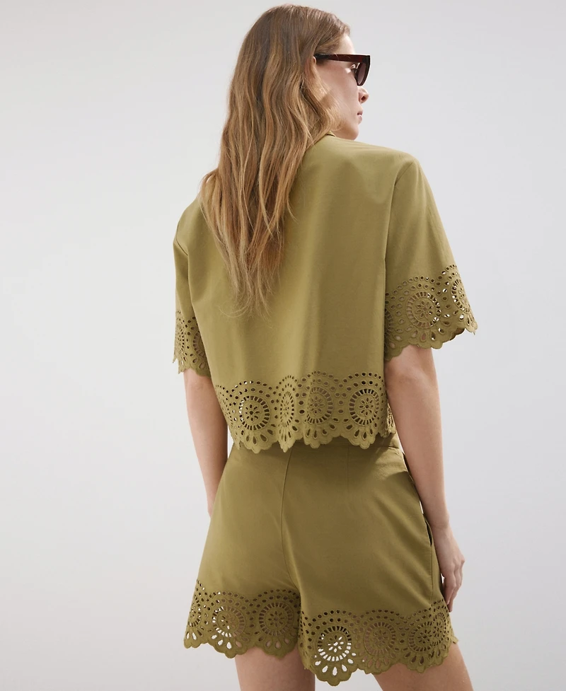Mango Women's Embroidered Openwork Shorts