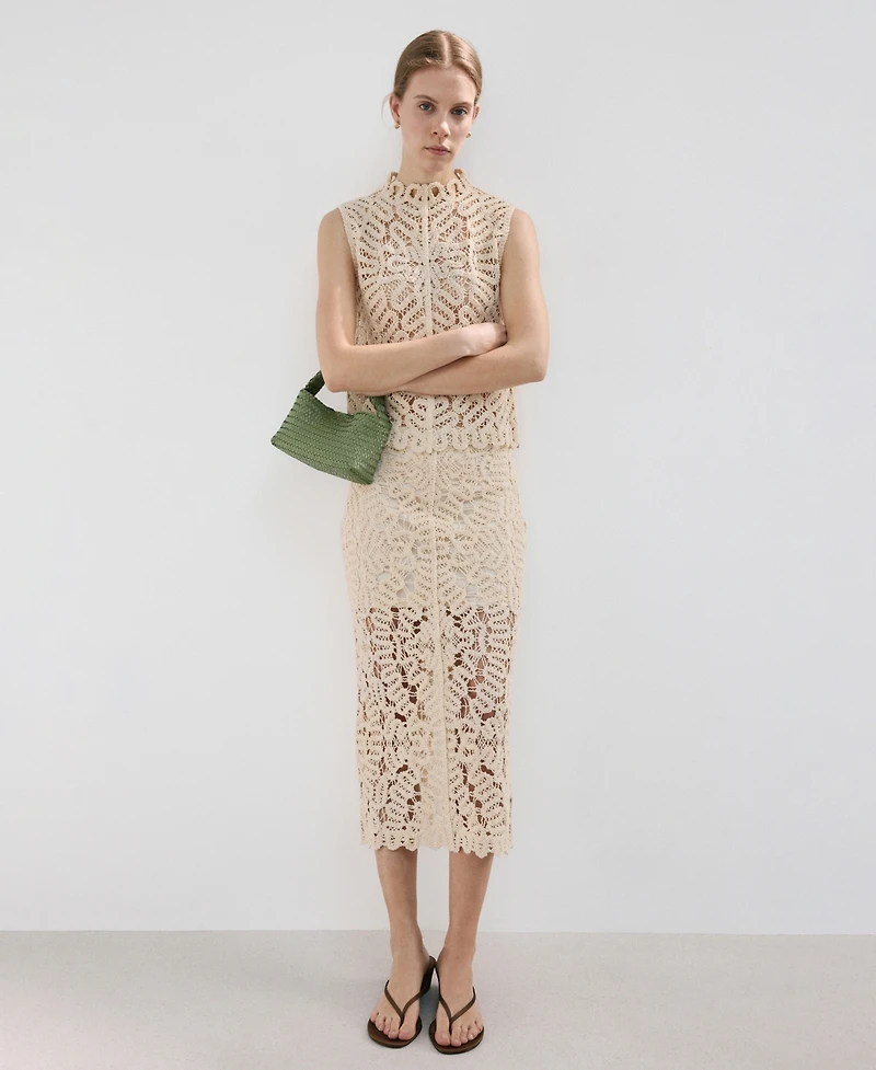 Mango Women's Openwork Knitted Skirt