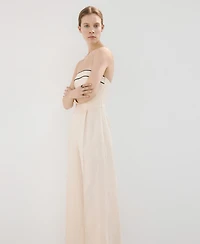 Mango Women's Strapless Linen Jumpsuit