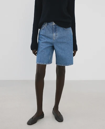 Mango Women's High-Waist Straight-Fit Denim Shorts
