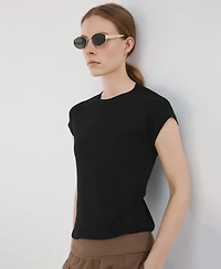 Mango Women's Short-Sleeved Knitted Cotton Sweater