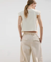 Mango Women's Embroidered Details Cotton Top