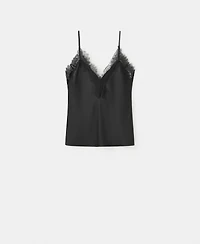 Mango Women's Lace Neckline Lingerie Top