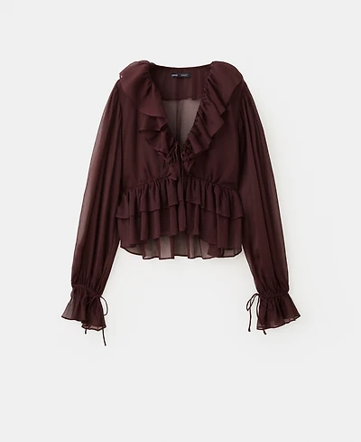 Mango Women's Fluid Ruffled Blouse
