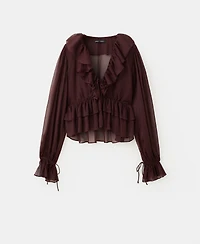 Mango Women's Fluid Ruffled Blouse