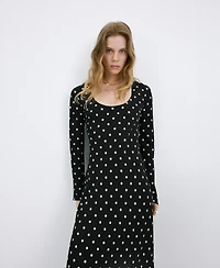 Mango Women's Long-Sleeve Polka-Dot Dress