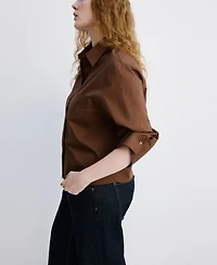 Mango Women's Chest-Pocket Cotton Shirt