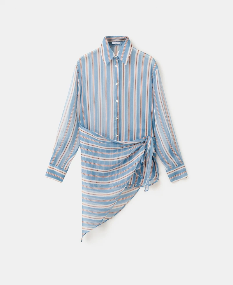 Mango Women's Scarf Detail Striped Shirt