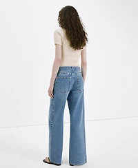 Mango Women's Studs Straight-Fit Jeans