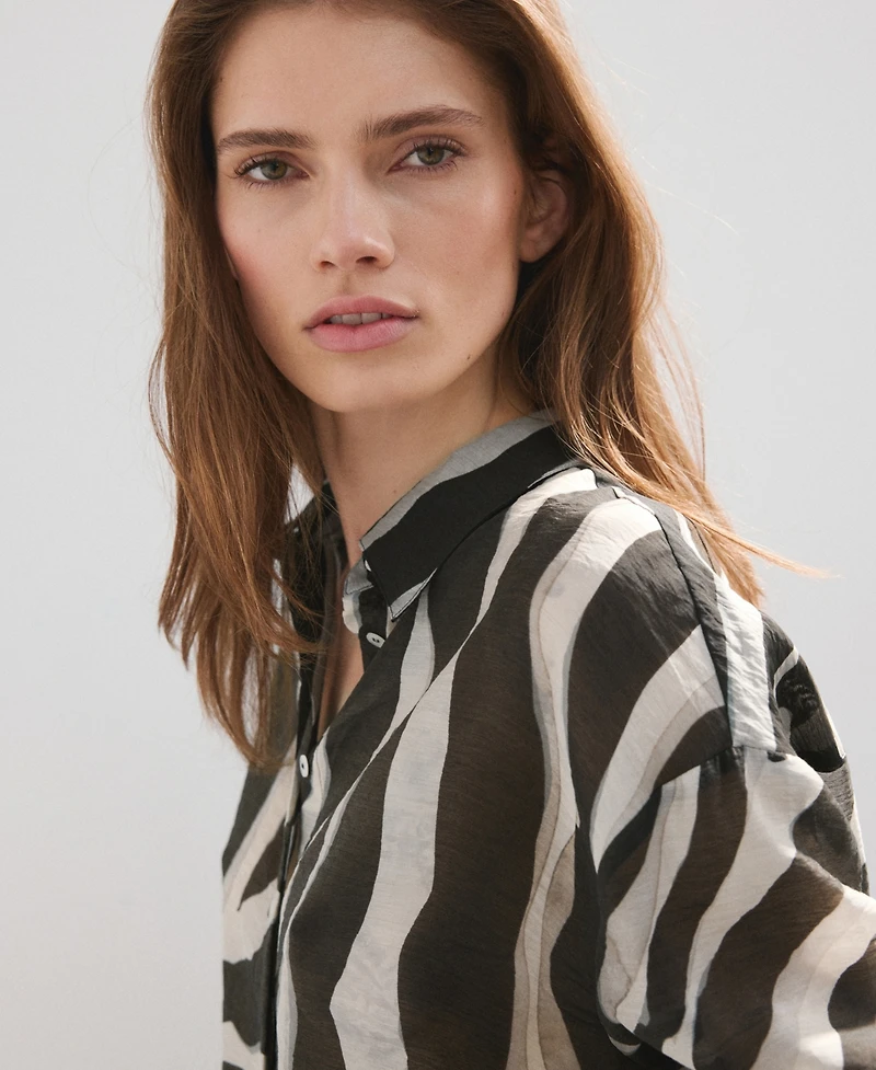 Mango Women's Lyocell Printed Shirt
