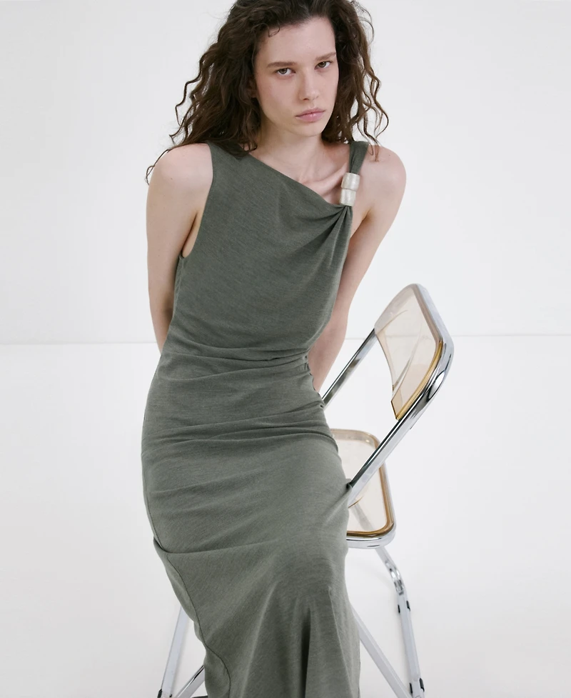 Mango Women's Metal Detail Fitted Dress