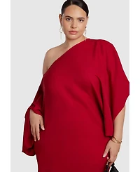 Eloquii Women's Plus Exaggerated Sleeve Draped Maxi Dress