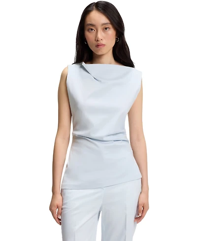 Boss by Hugo Women's Mercerized Cotton Cowl-Neck Asymmetric Top