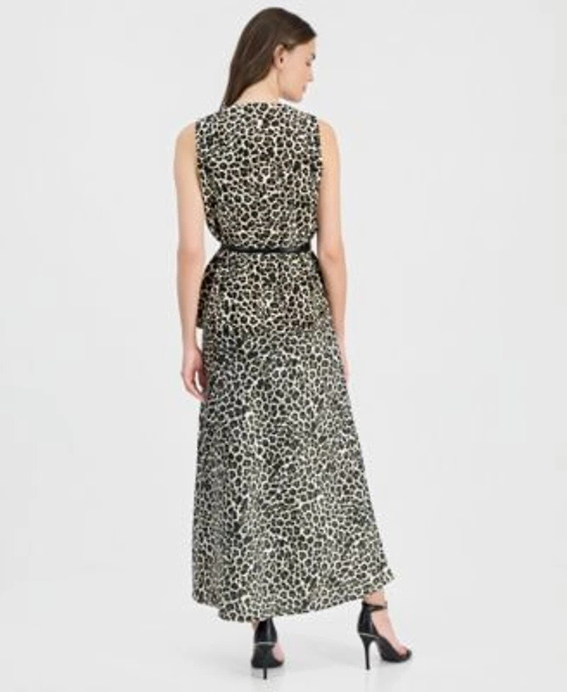 Anne Klein Womens Printed Five Button Long Vest Pull On Bias Skirt