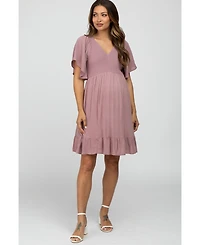 Pinkblush Maternity Navy Blue Smocked Front Ruffle Hem Dress
