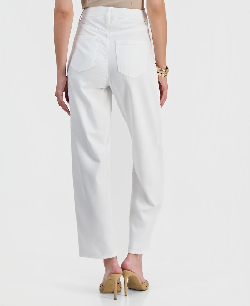 I.n.c. International Concepts Women's High-Rise Barrel-Leg Ankle Jeans, Macy's Exclusive