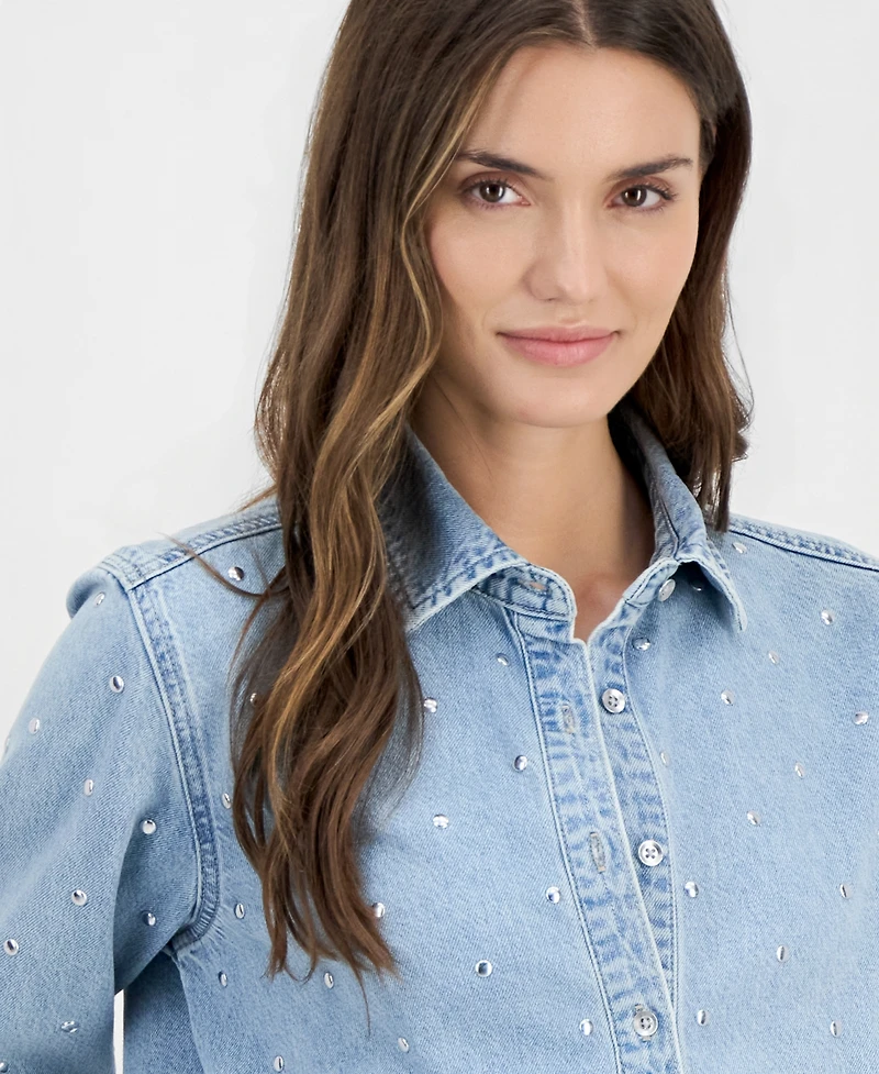 I.n.c. International Concepts Women's Studded Denim Shirt Macy's Exclusive