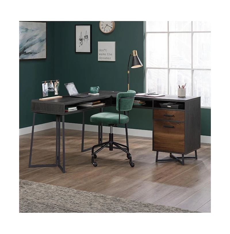 Sauder Canton Lane L Desk, Brew Oak finish