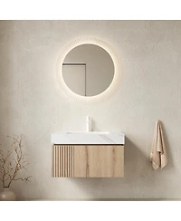 Sillysis Wall Mounted Bathroom Vanity with Carrara Sintered Stone Top, Undermount Ceramic Sink