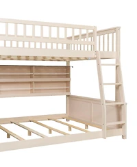 Streamdale Furniture Full Xl over Queen Bunk Bed with Shelving, Lights & Pegboard