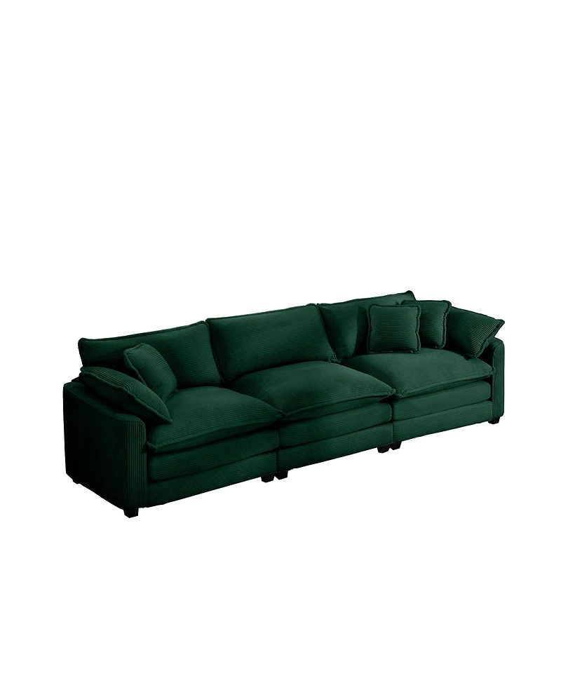 Streamdale Furniture Mid-Century Modern Corduroy 3-Seater Sectional Sofa with Pillows
