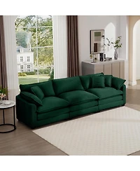 Streamdale Furniture Mid-Century Modern Corduroy 3-Seater Sectional Sofa with Pillows