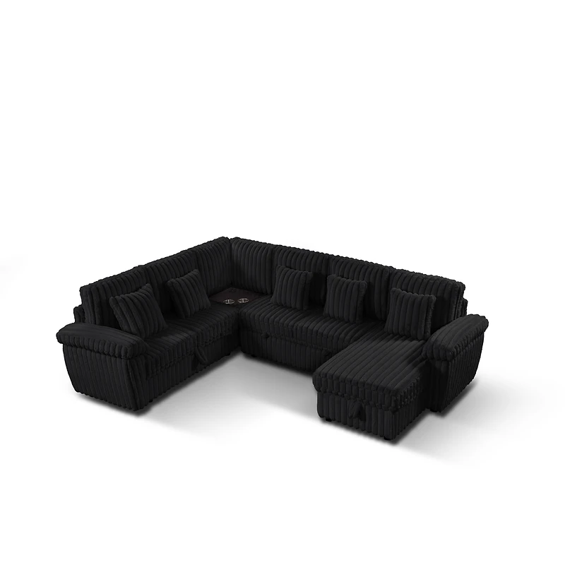 Streamdale Furniture 110" U-shaped corduroy sofa with storage