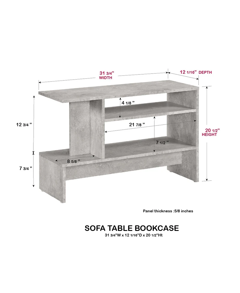 Kings Brand Furniture Modern Sofa Table with Open Shelving, 32" Slim Wood Accent Storage Shelf for Living Room, Entryway, or Bedroom