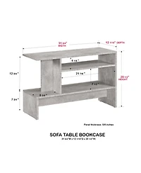 Kings Brand Furniture Modern Sofa Table with Open Shelving, 32" Slim Wood Accent Storage Shelf for Living Room, Entryway, or Bedroom