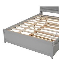 Streamdale Furniture Full Size Bed with Trundle and Bookcase Headboard