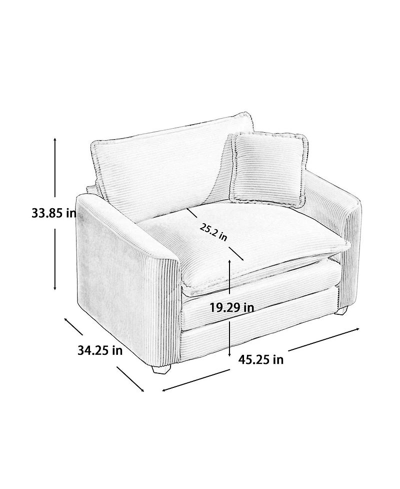Streamdale Furniture Corduroy 3-Piece Oversized Sectional Sofa with 2-Seater and 3-Seater