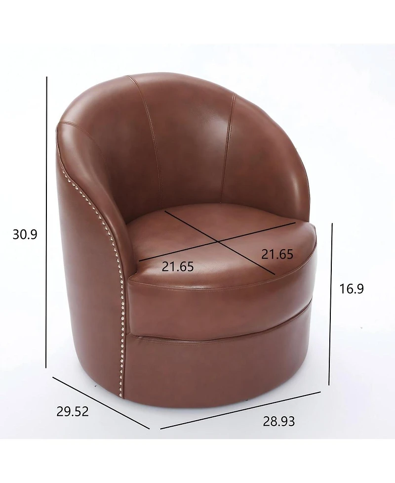 Streamdale Furniture Leather Swivel Accent Chair, Mid-Century Modern Lounge Chair