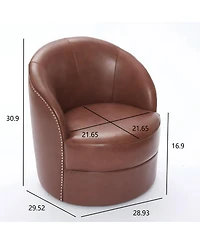 Streamdale Furniture Leather Swivel Accent Chair, Mid-Century Modern Lounge Chair