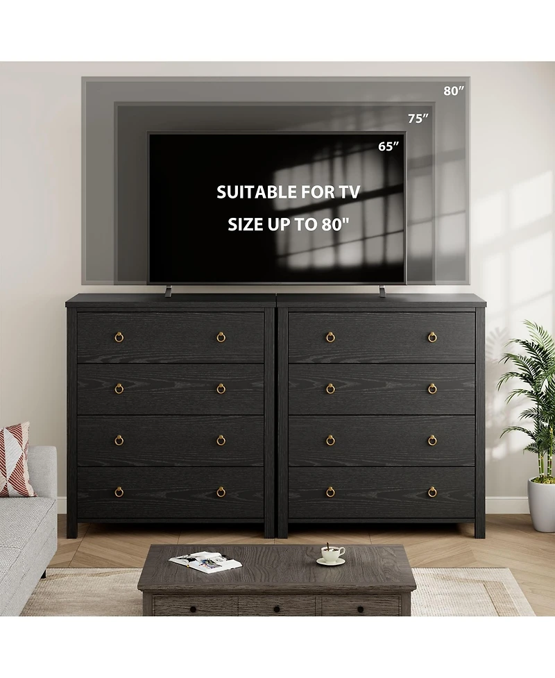 gaomon 4 Drawer Modern Dresser Tall Wooden Storage Chest Nightstand for Bedroom Nursery Hallway