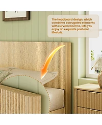 Streamdale Furniture Led Bed Frame, Modern Wood, Curved Lines