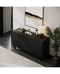 Streamdale Furniture Modern 59" Buffet Sideboard with 4 Sunburst Doors