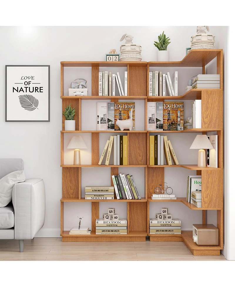 Streamdale Furniture Space-Saving Corner Bookshelf and Bookcase Set