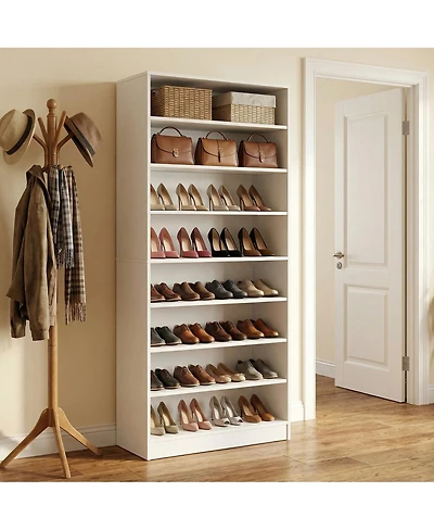 Streamdale Furniture 9-Tier Wood Shoe Cabinet with Adjustable Shelves