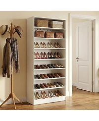 Streamdale Furniture 9-Tier Wood Shoe Cabinet with Adjustable Shelves