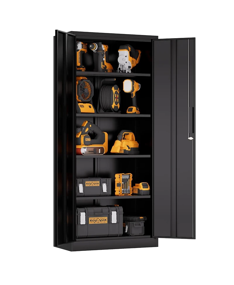 Streamdale Furniture 71"H Metal Garage Storage Cabinet with 4 Shelves and Lock