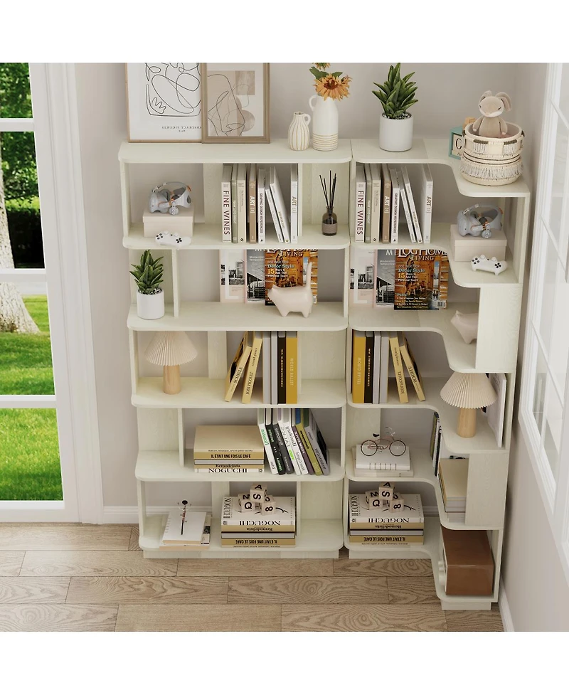 Streamdale Furniture 2-Pc L+I Corner Bookcase Set, Space Saving