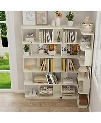Streamdale Furniture 2-Pc L+I Corner Bookcase Set, Space Saving