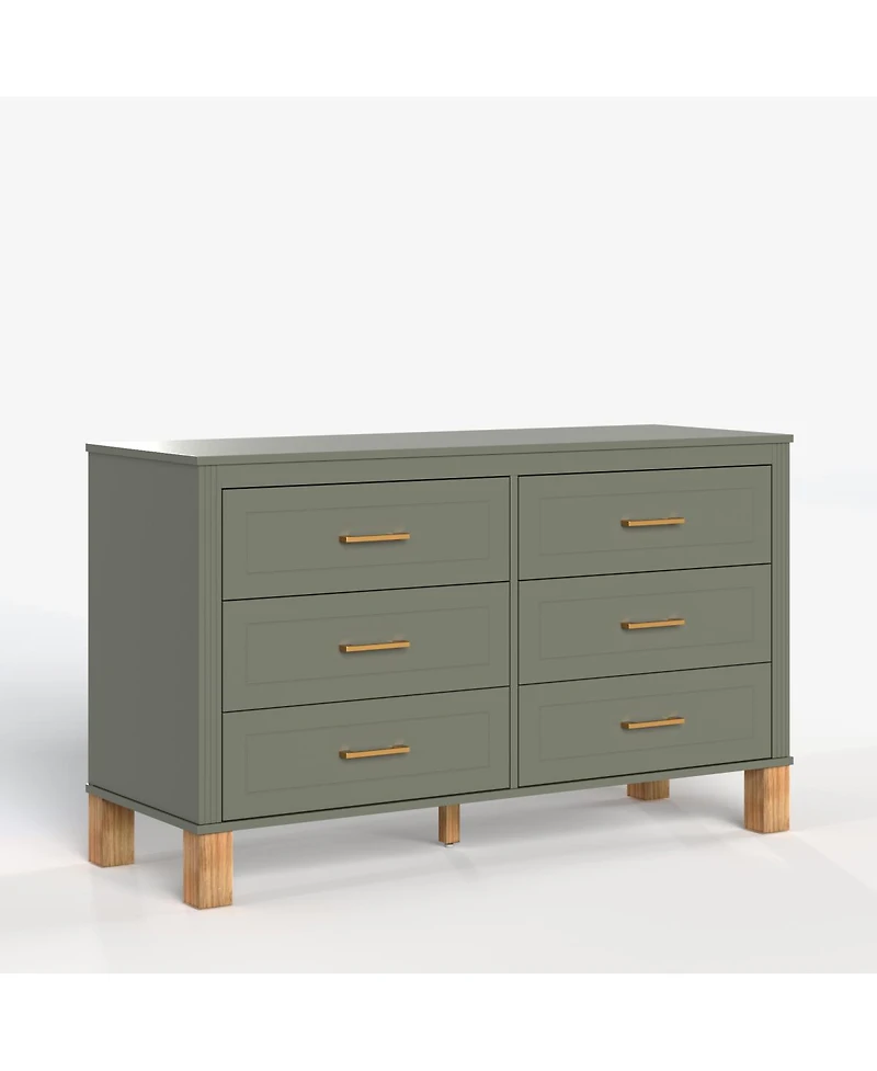 Streamdale Furniture 6-Drawer Double Dresser with Metal Handles