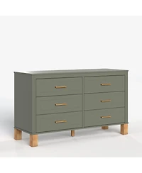 Streamdale Furniture 6-Drawer Double Dresser with Metal Handles